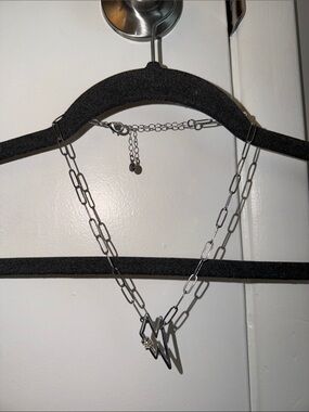 Silver Chain Necklace with Lightning Bolt Pendant - Women Jewelry